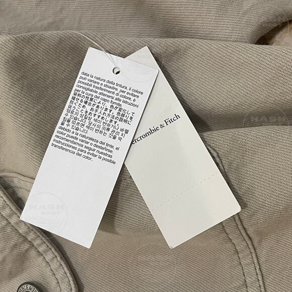 Abercrombie & Fitch L Tan Denim Utility Jumpsuit | Wide Leg Belt Cargo NWT $150 - Picture 9 of 11